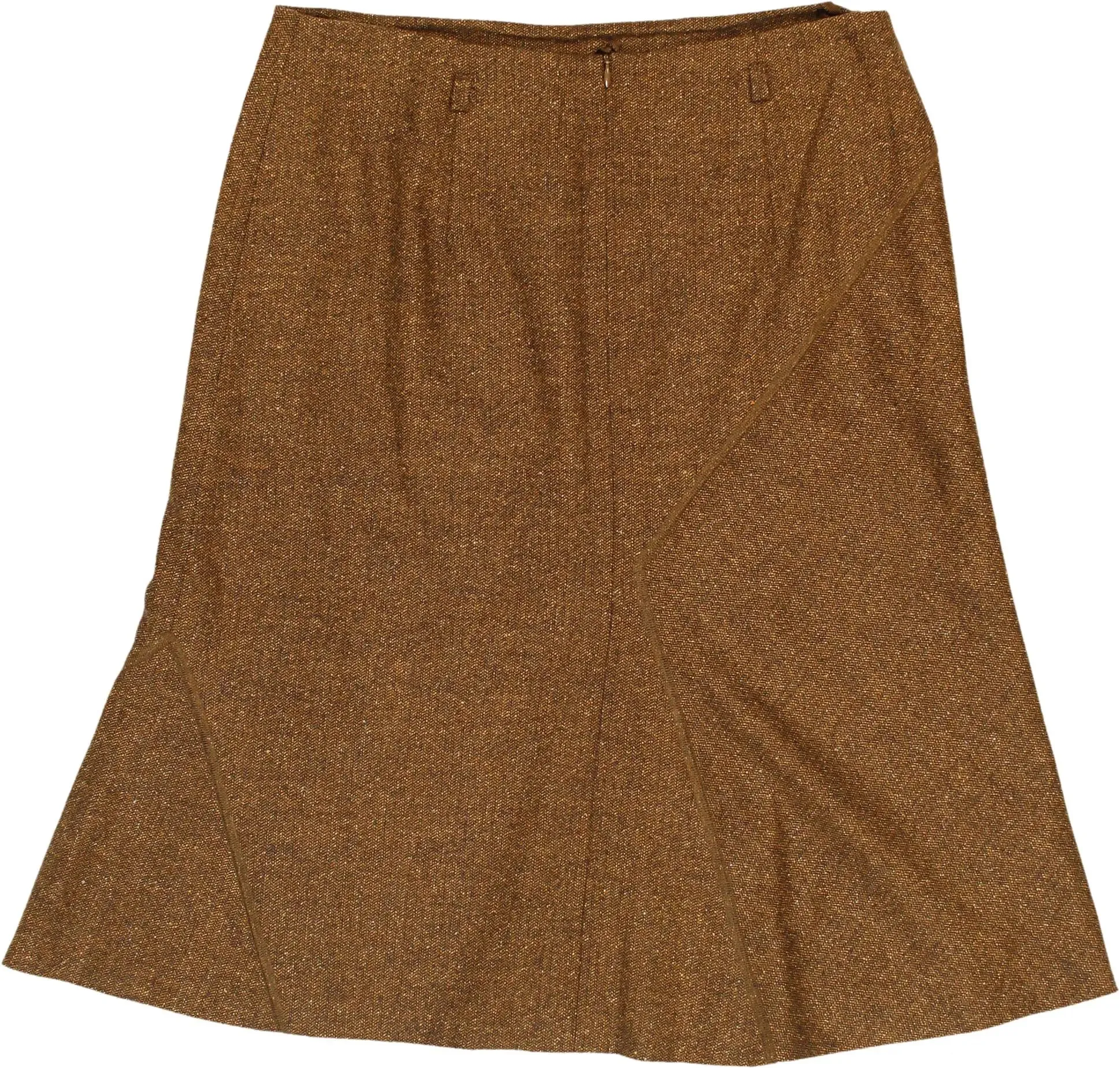00s Brown Wool Flared Embroidered Skirt