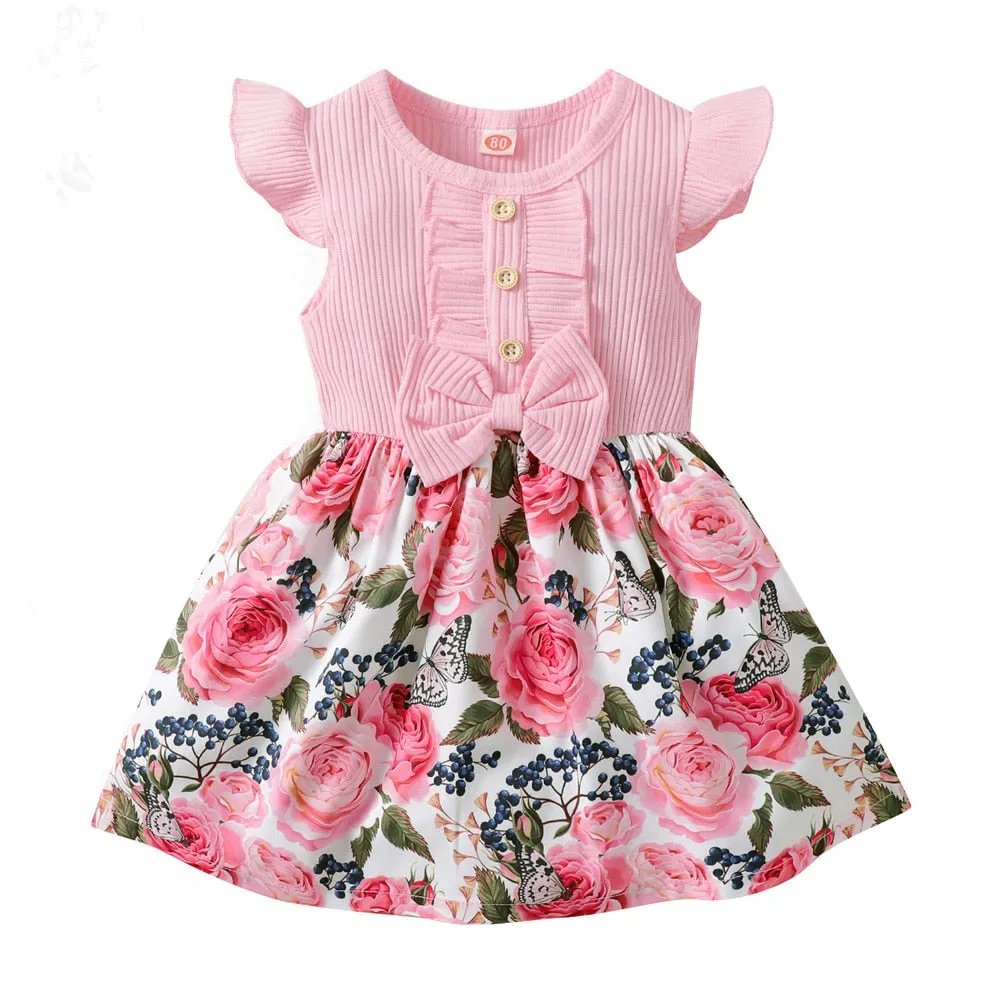1-5 Years Little Girl Princess Dress Clothing Baby Girl Sleeveless Floral Fashion Dress Children Girl Daily Holiday Clothes