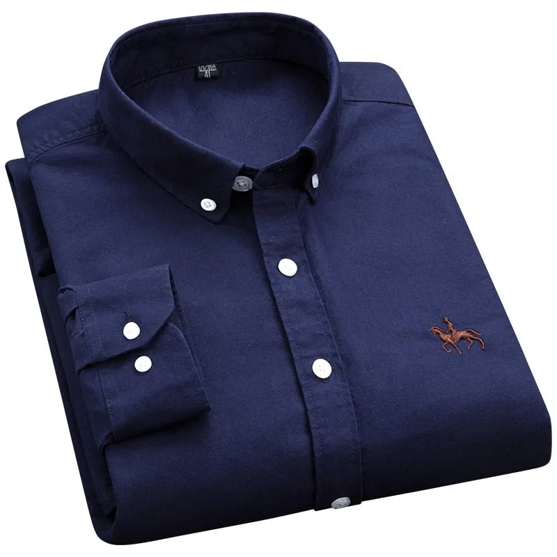 100% Cotton Oxford Plaid Solid Color Striped Shirt Tops Casual Long Sleeve Shirt Slim Fit Shirt Men Camisa Social Korean Clothes