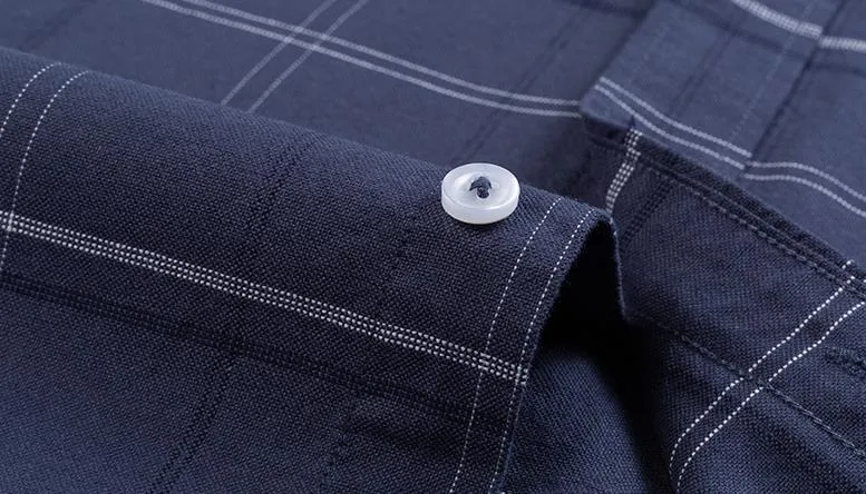100% Cotton Oxford Plaid Solid Color Striped Shirt Tops Casual Long Sleeve Shirt Slim Fit Shirt Men Camisa Social Korean Clothes