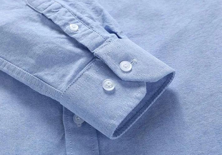 100% Cotton Oxford Plaid Solid Color Striped Shirt Tops Casual Long Sleeve Shirt Slim Fit Shirt Men Camisa Social Korean Clothes