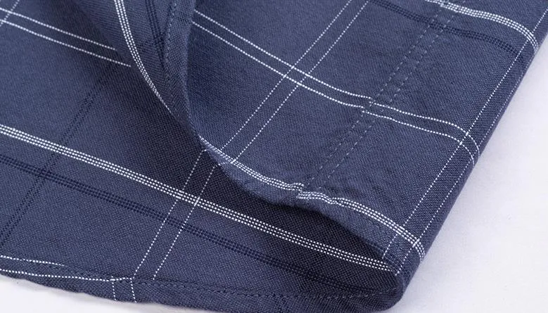 100% Cotton Oxford Plaid Solid Color Striped Shirt Tops Casual Long Sleeve Shirt Slim Fit Shirt Men Camisa Social Korean Clothes