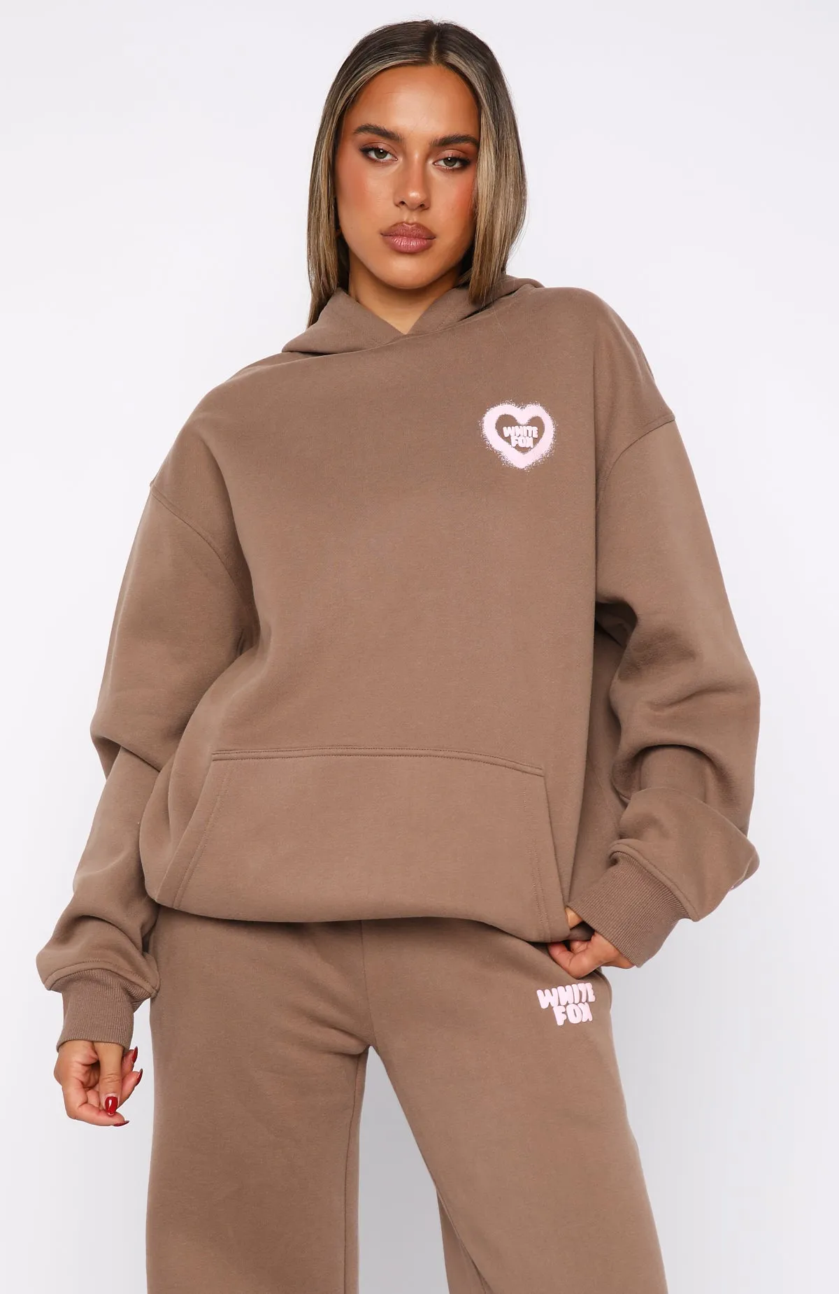 Double Layer Thermal 11th Street City Girl At Heart Oversized Hoodie Cinnamon Bun