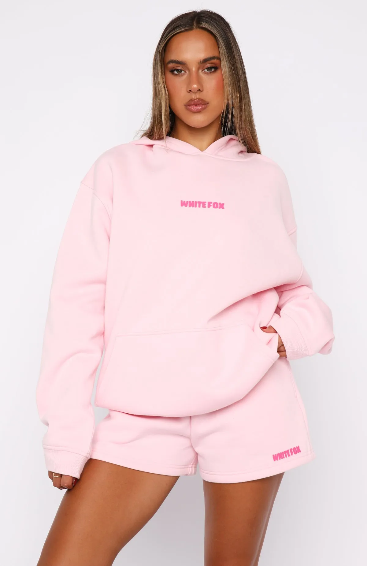 Fresh Look Low Maintenance Knit 11th Street New York Or Nowhere Oversized Hoodie Pink Sugar