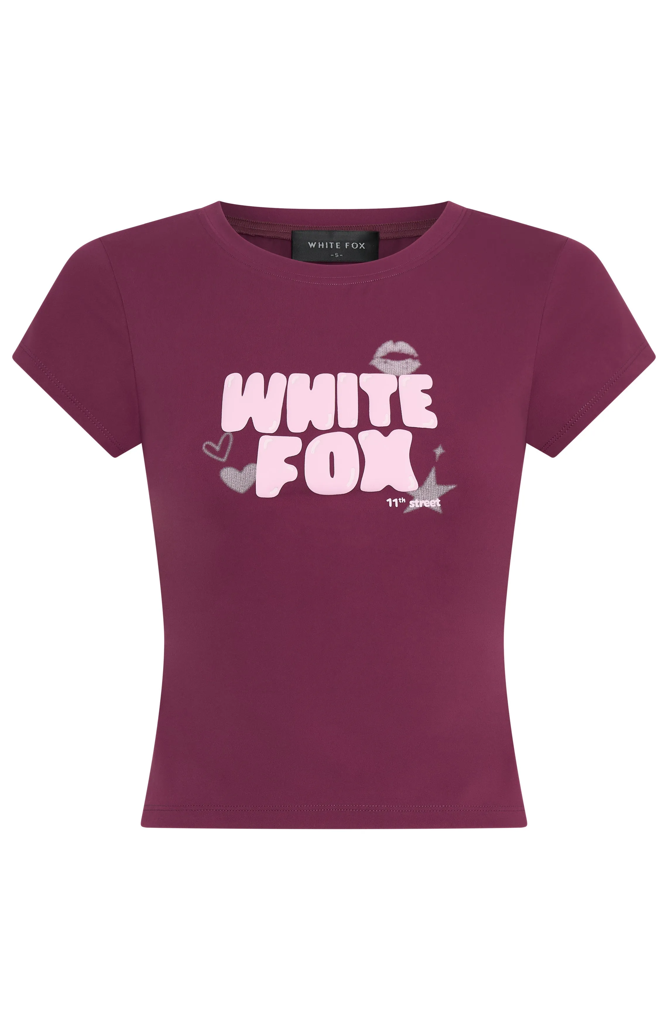 Seasonless Style HighElasticity Yarn 11th Street Sweet Kisses Baby Tee Very Berry