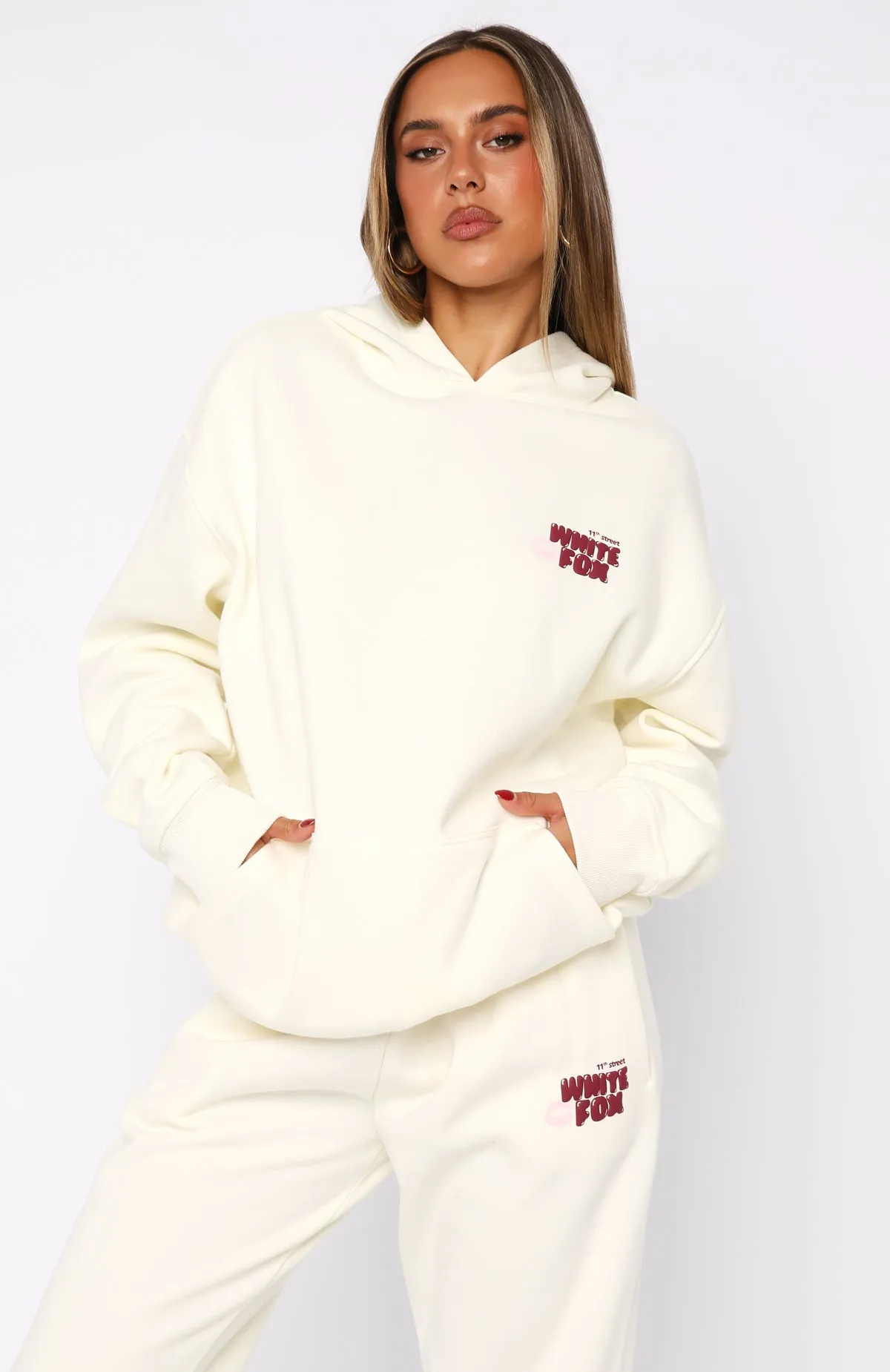 11th Street Sweet Kisses Oversized Hoodie Cake Batter Eco Conscious Manufacturing Hypoallergenic Fibers
