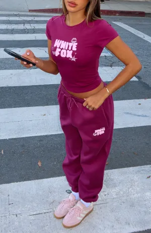 Relaxed casual fit Stretchable Material 11th Street Sweet Kisses Sweatpants Very Berry