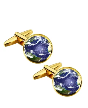 18k Gold Blue Map Cufflinks