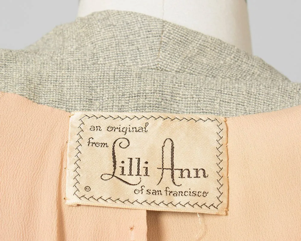 1950s Lilli Ann Grey Flecked Wool Skirt Suit | small/medium