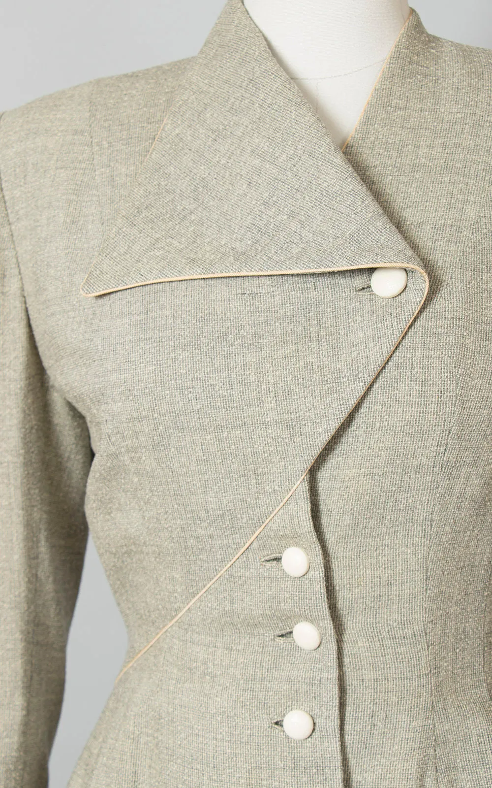 1950s Lilli Ann Grey Flecked Wool Skirt Suit | small/medium