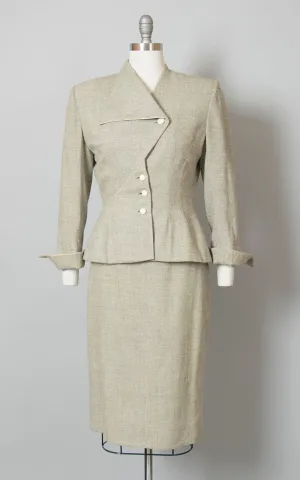 1950s Lilli Ann Grey Flecked Wool Skirt Suit | small/medium