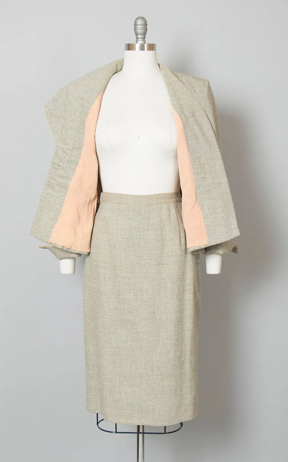 1950s Lilli Ann Grey Flecked Wool Skirt Suit | small/medium