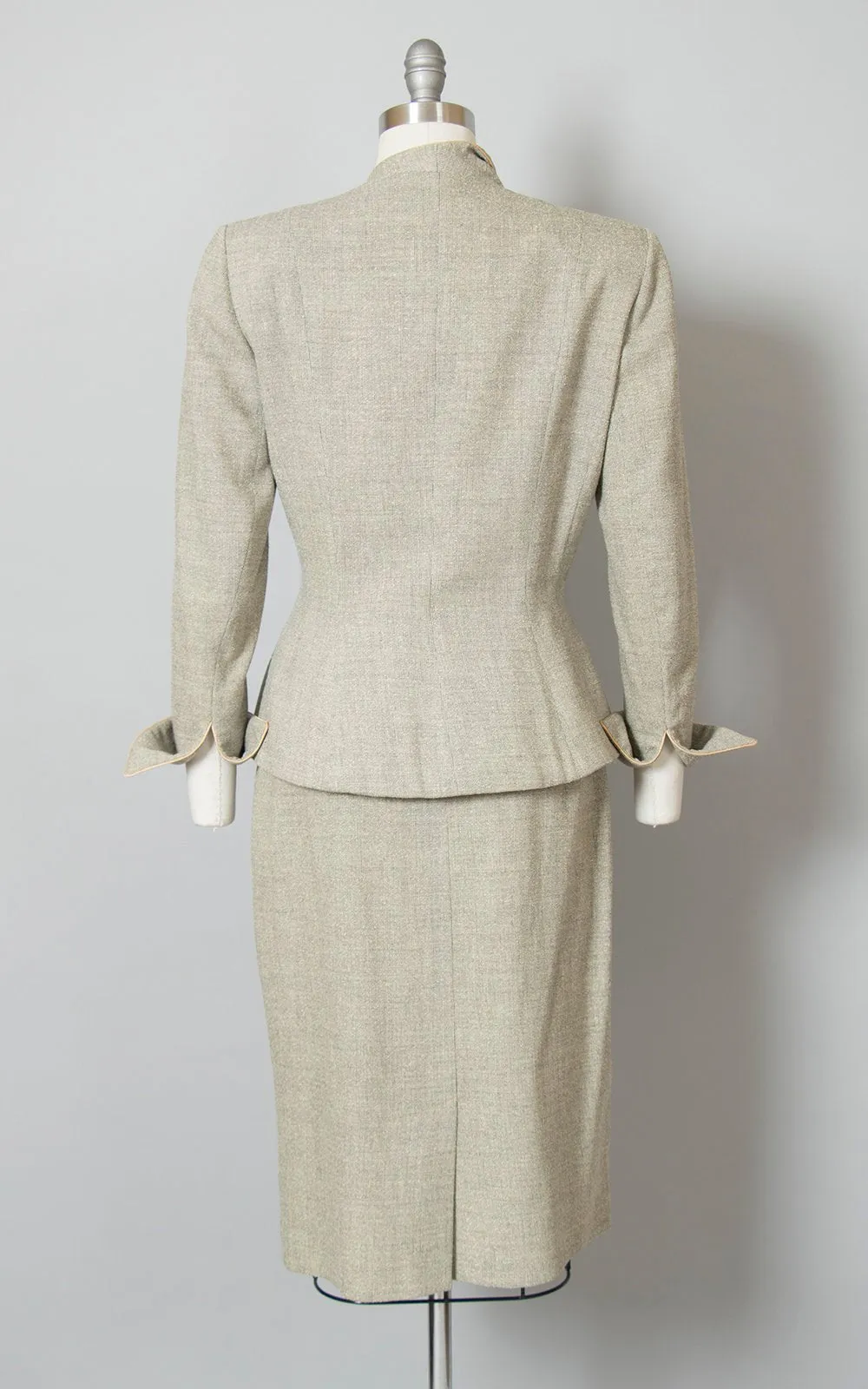 1950s Lilli Ann Grey Flecked Wool Skirt Suit | small/medium
