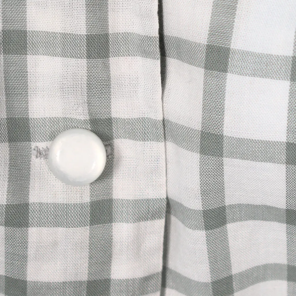 1950s Vintage Gray Plaid Shirt Dress