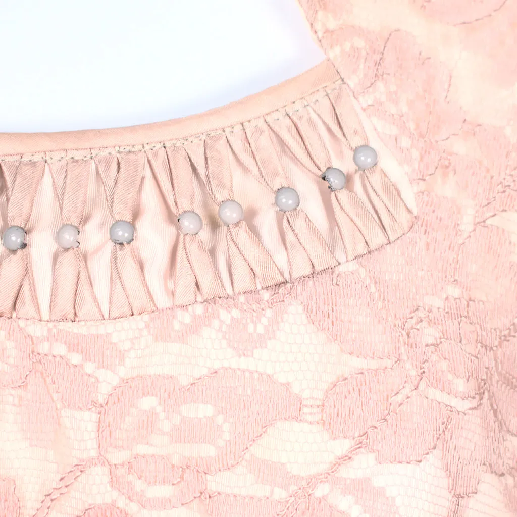 1950s Vintage Light Pink Lace Dress