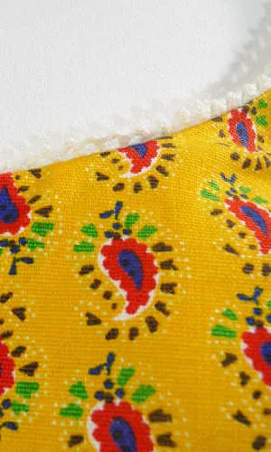 1960s Gidget Yellow Paisley 2 Piece Swimsuit or Playsuit