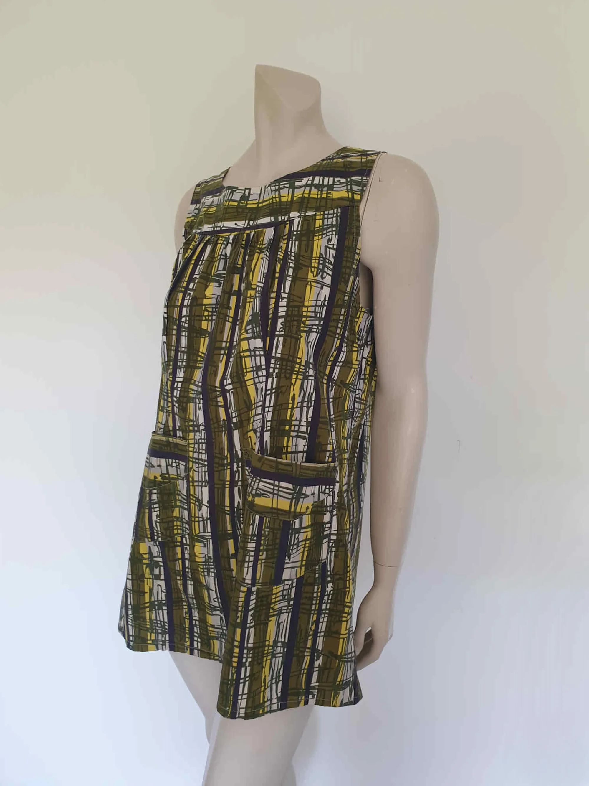 1960s Olive Green Maternity Top or Mini Dress - M