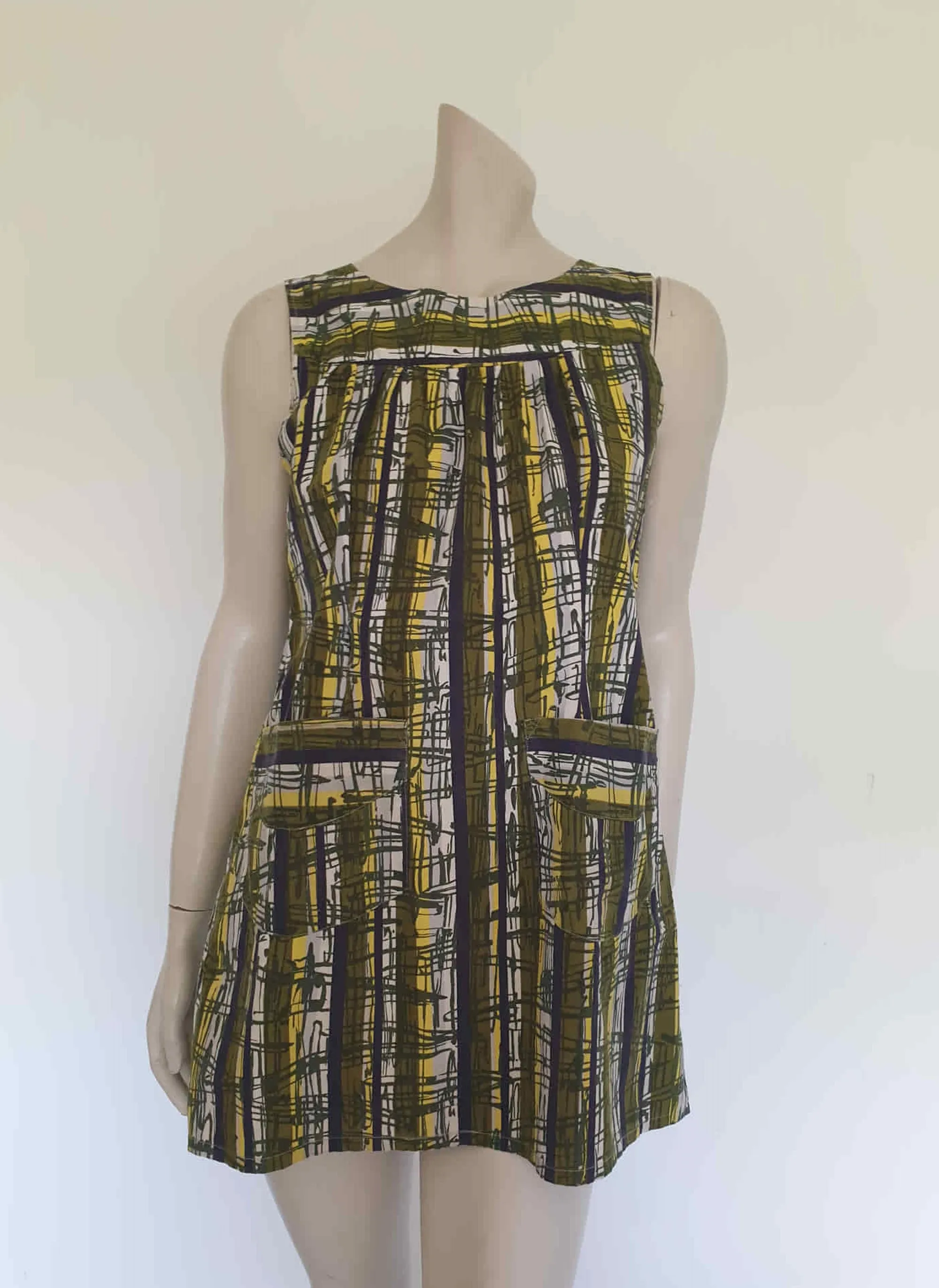 1960s Olive Green Maternity Top or Mini Dress - M