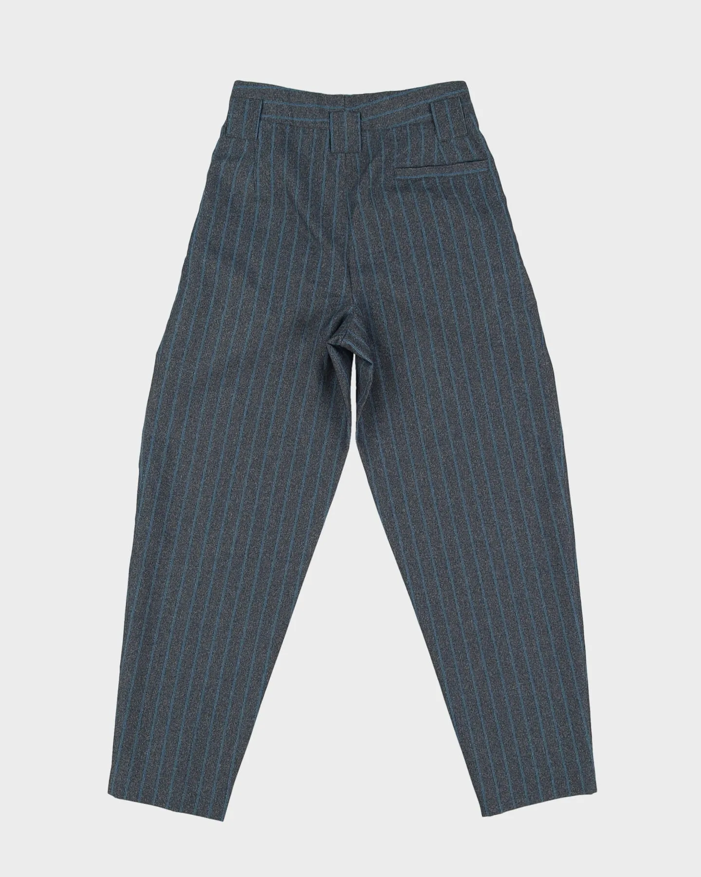 1980s High Waisted Grey Striped Trousers - XS