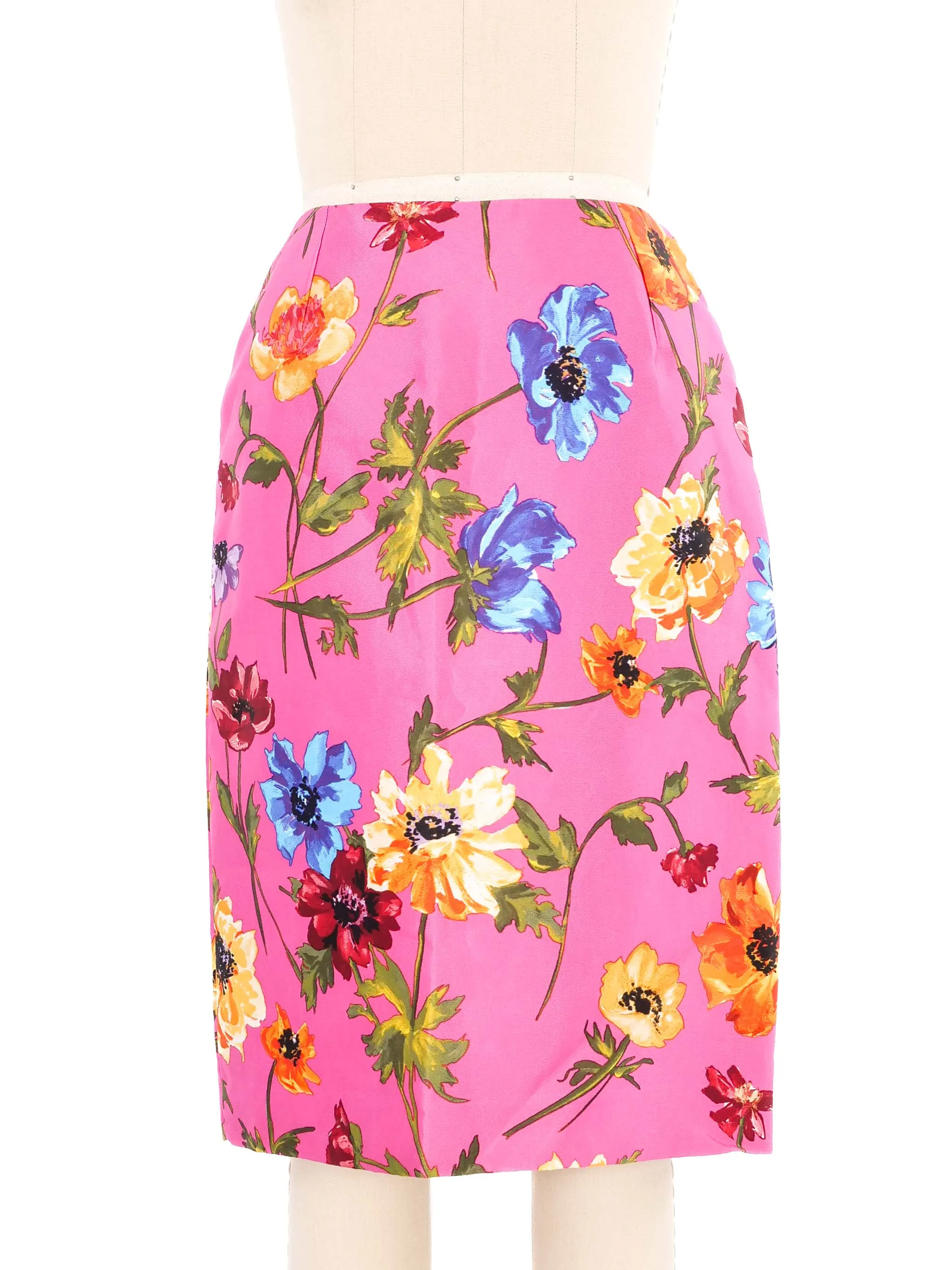 1990s Dolce and Gabbana Pink Floral Skirt Suit