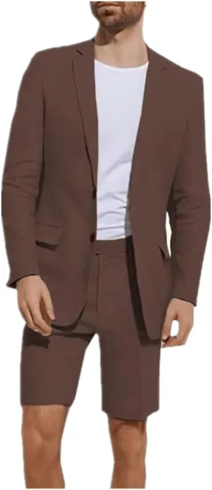 2 Pcs Linen Men Suits Summer Shorts Blazer Set Beach Wedding Lightweight Men Outfits Mens Wedding Grooms