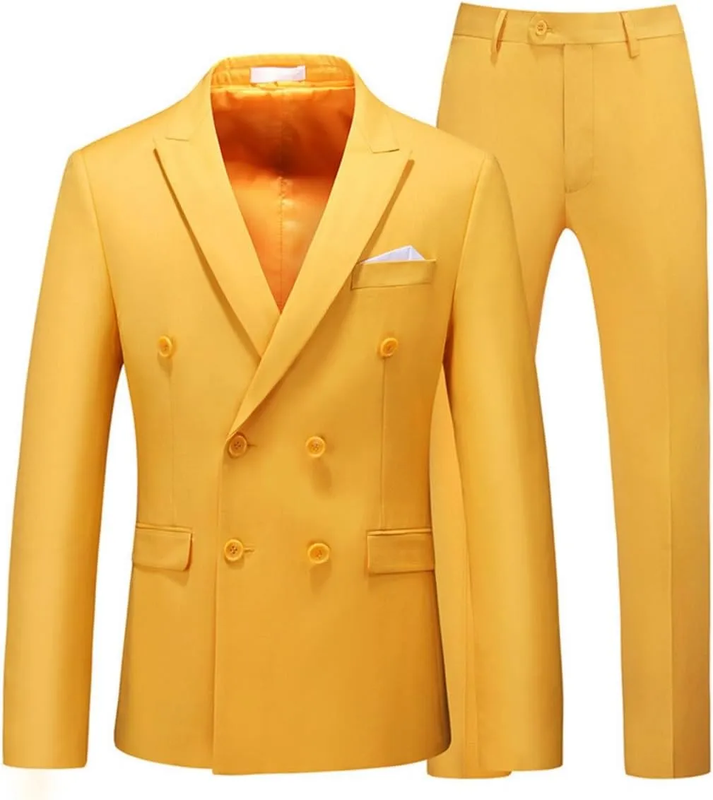 2 Piece Double Breasted Suit Men Slim Fit Mens Double Breasted Blazer Pants Sets Wedding Prom Homecoming Suit