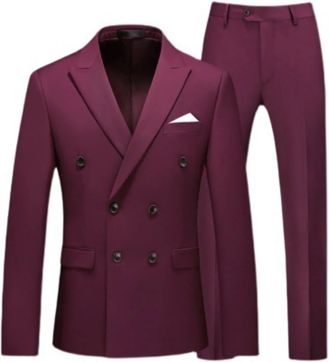 2 Piece Double Breasted Suit Men Slim Fit Mens Double Breasted Blazer Pants Sets Wedding Prom Homecoming Suit