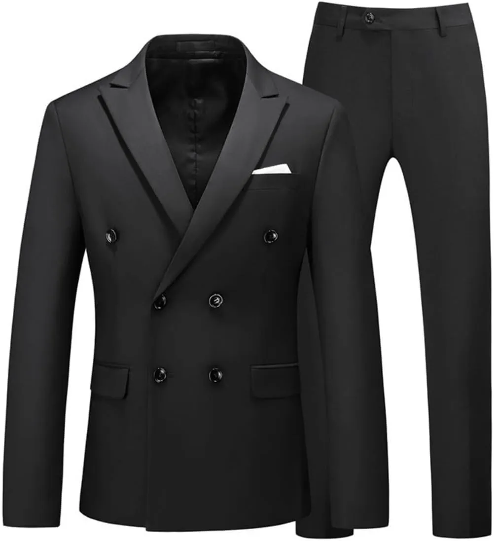 2 Piece Double Breasted Suit Men Slim Fit Mens Double Breasted Blazer Pants Sets Wedding Prom Homecoming Suit