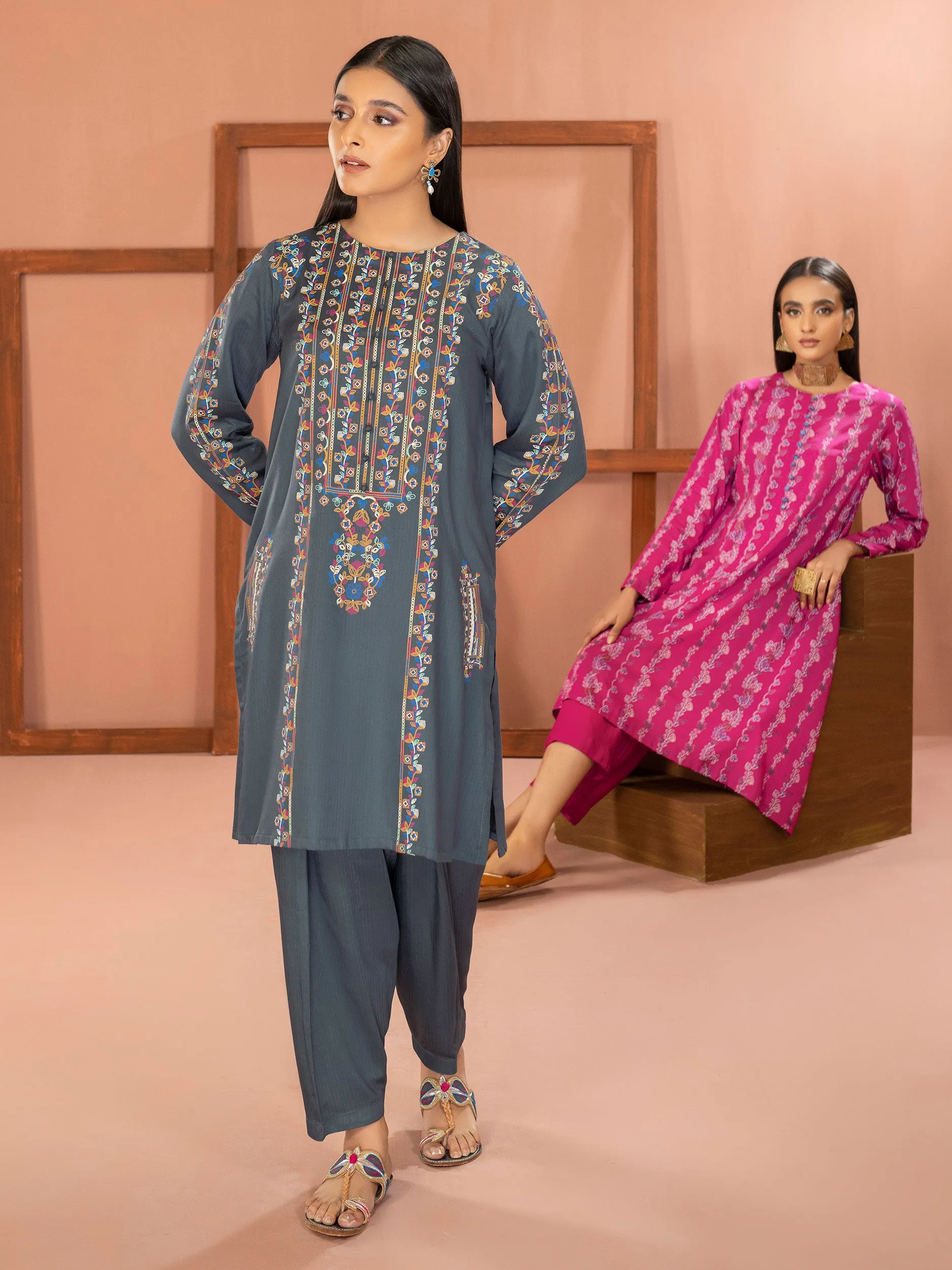 2 Piece Linen Suit-Pasted (Unstitched)