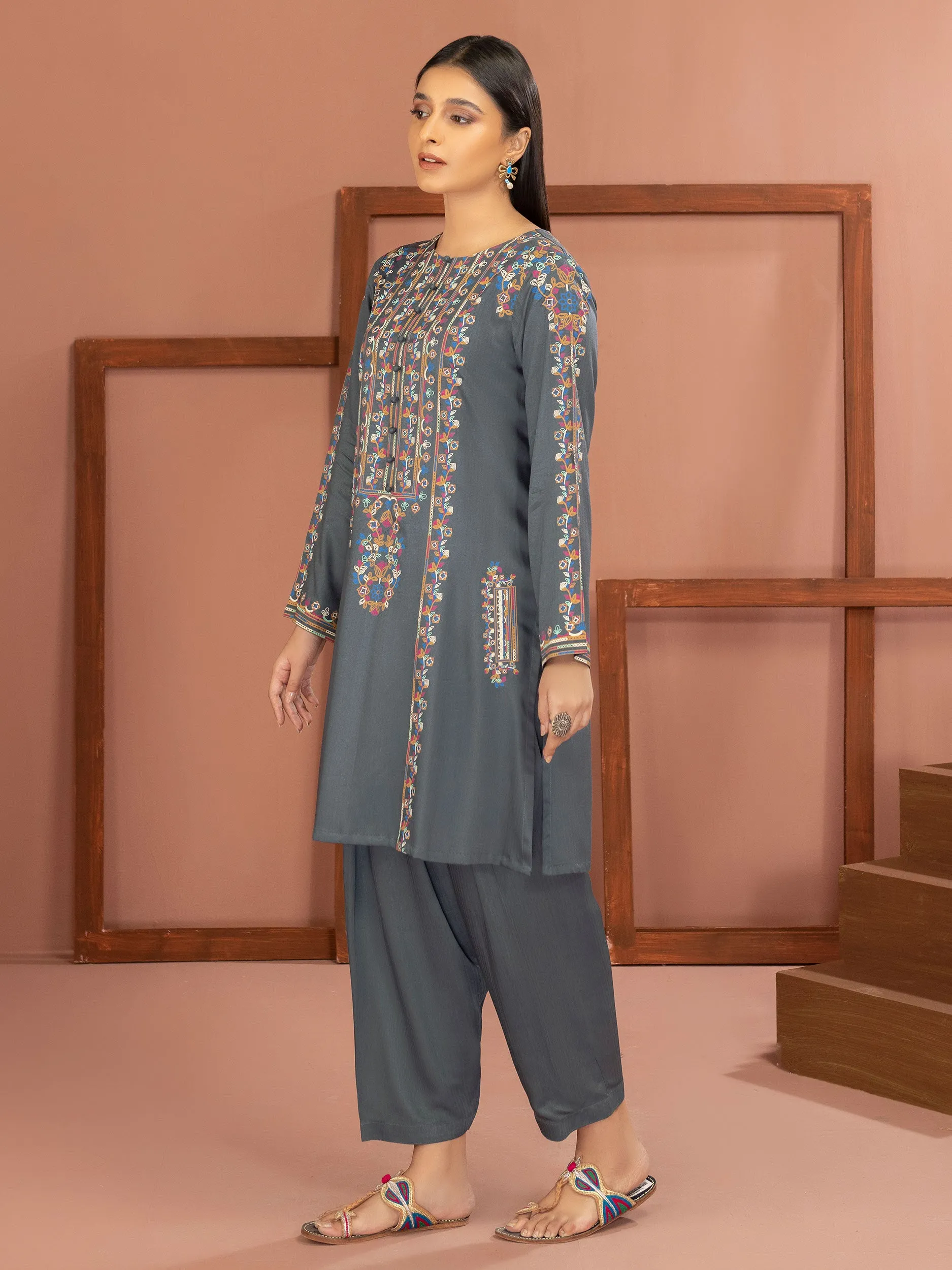 2 Piece Linen Suit-Pasted (Unstitched)