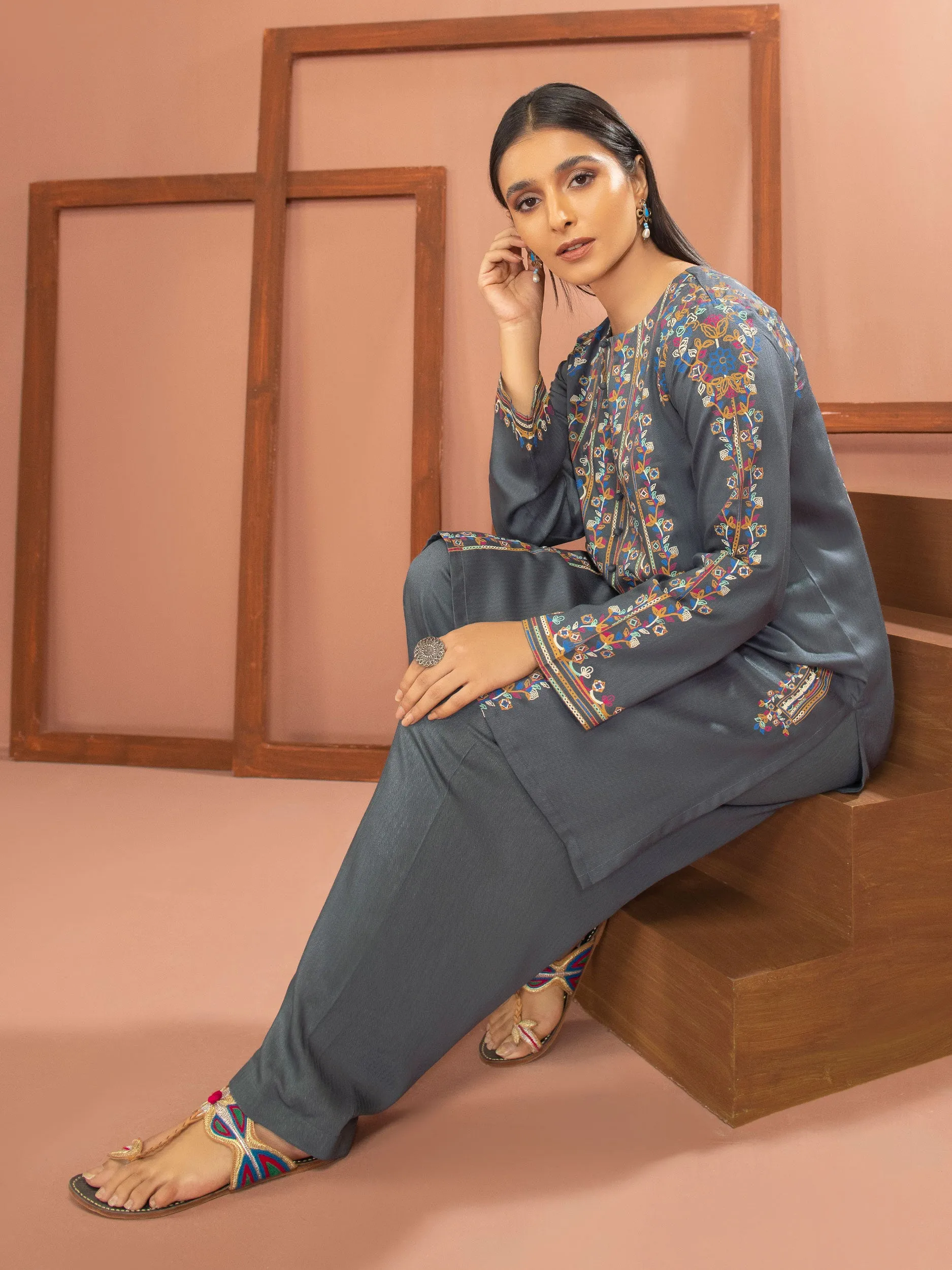 2 Piece Linen Suit-Pasted (Unstitched)