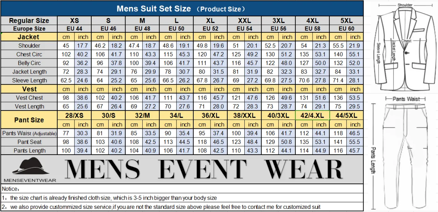 2 pieces Mens Suit Slim Fit Flat Double Breasted Peak Lapel Tuxedos(Blazer Pants)