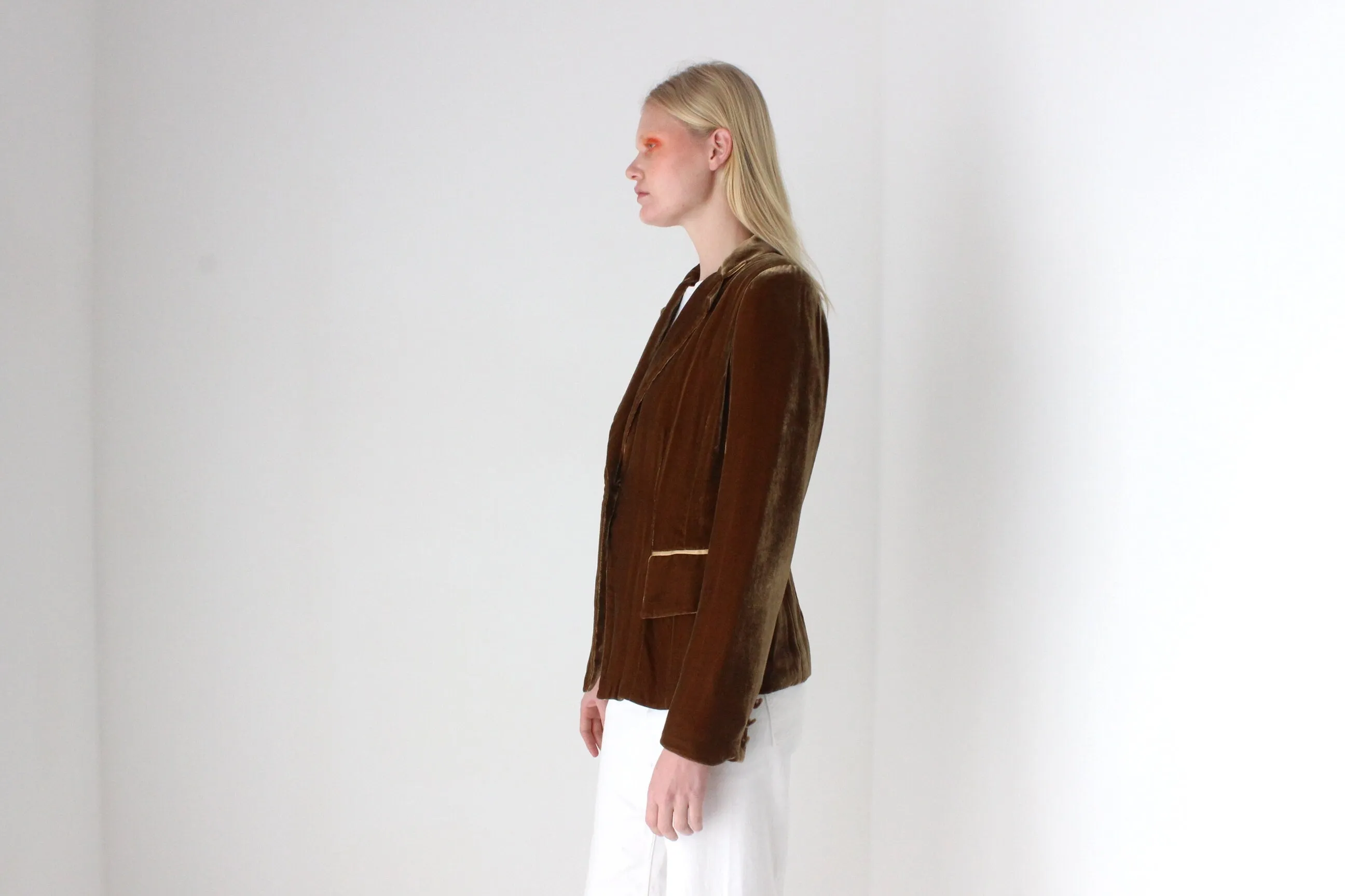 2000s Bill Blass Caramel Silk Velvet Blazer
