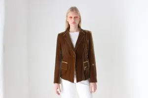 2000s Bill Blass Caramel Silk Velvet Blazer
