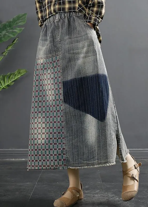 2021 New High Waist Split Long Print Medium Length A-line Skirt