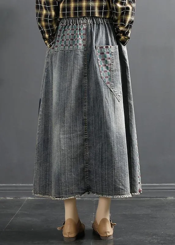 2021 New High Waist Split Long Print Medium Length A-line Skirt