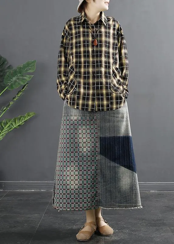 2021 New High Waist Split Long Print Medium Length A-line Skirt