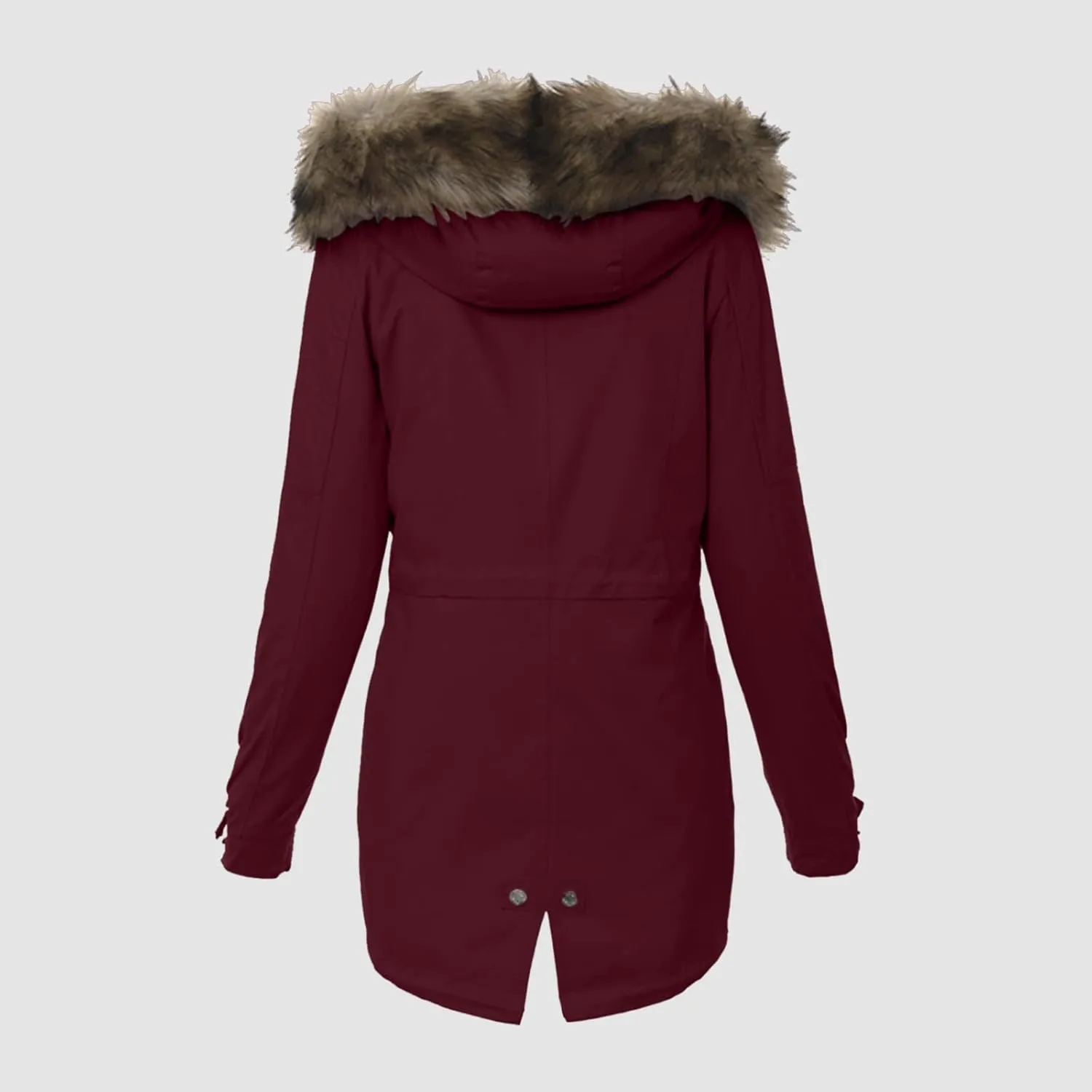 2024 Casual Zip Up Drawstring Fleece Coat for Womens Long Sleeve Comfy Outwear Hooded Loose Warm Overcoat Daily Outfits