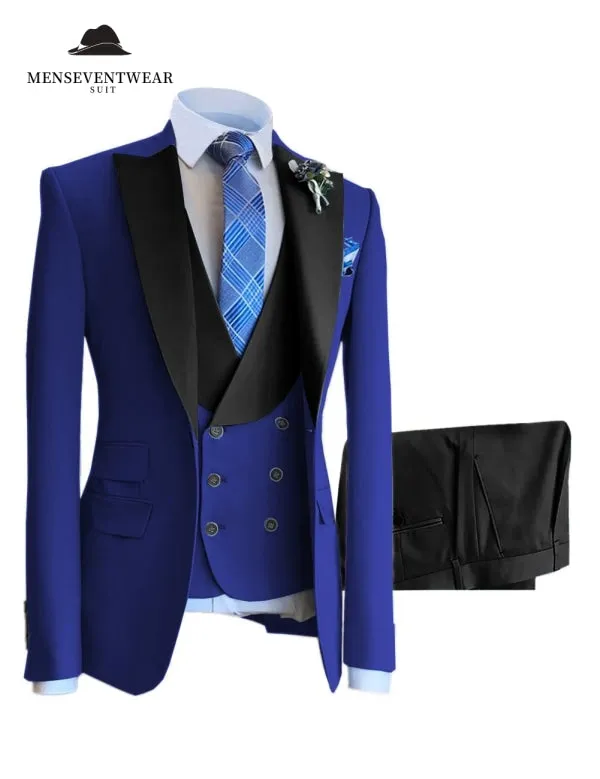 3 Piece Mens Suit Slim Fit Solid Peak lapel Suit (Blazer   Vest   Pants)