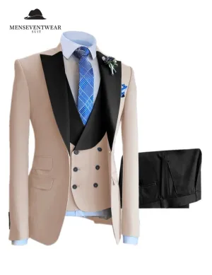 3 Piece Mens Suit Slim Fit Solid Peak lapel Suit (Blazer   Vest   Pants)