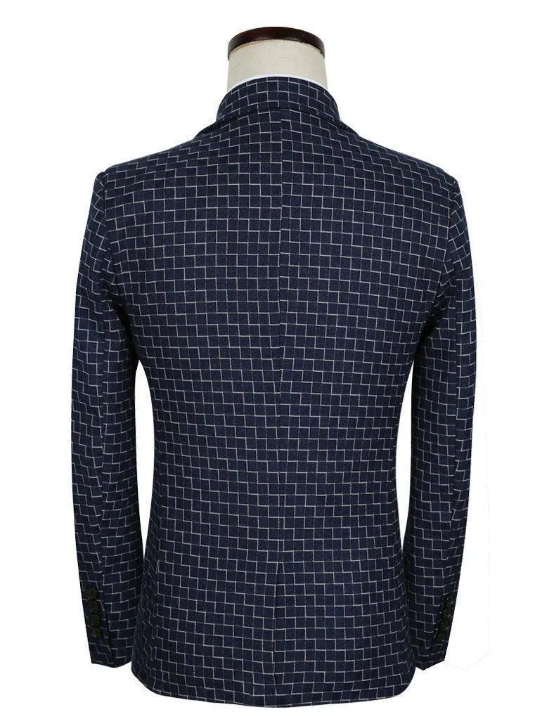 3-Piece Men's Suits Slim Fit 1-Button Suits Blue Black