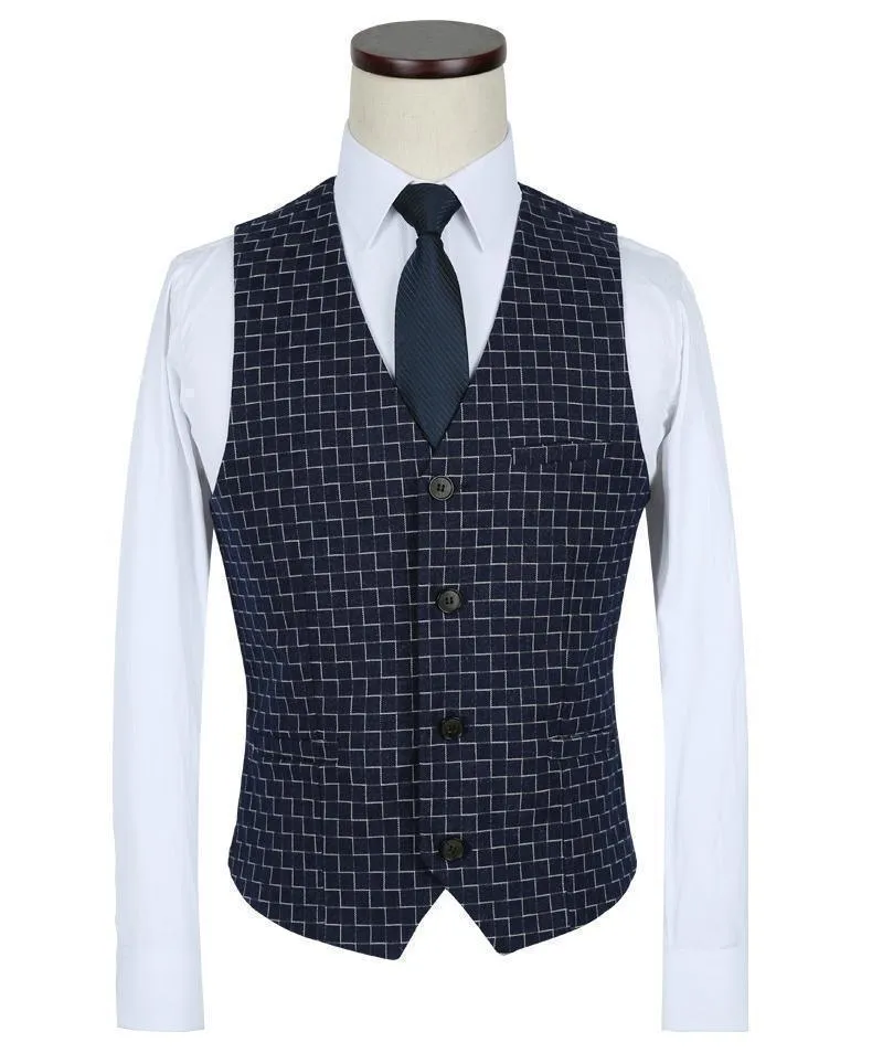 3-Piece Men's Suits Slim Fit 1-Button Suits Blue Black