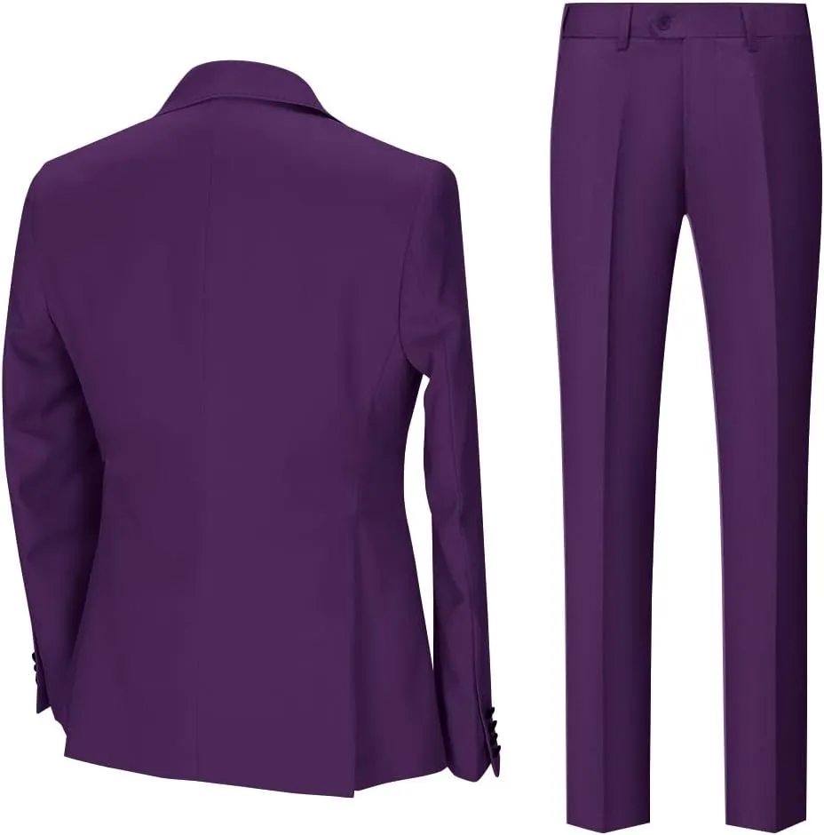 3 Piece Mens Suits,Slim Fit Suits Set for Men,Double Breasted Suit for Weddings and Parties