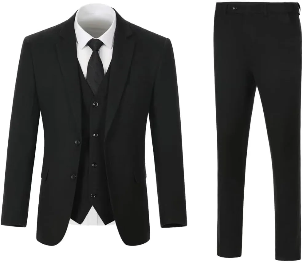 3 Piece Retro Tweed Suit Men Slim Fit Wool Blend Suits Blazer Vest Pants for Wedding Business Prom