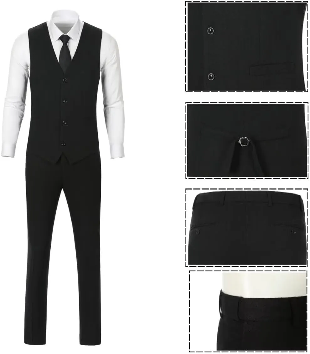 3 Piece Retro Tweed Suit Men Slim Fit Wool Blend Suits Blazer Vest Pants for Wedding Business Prom
