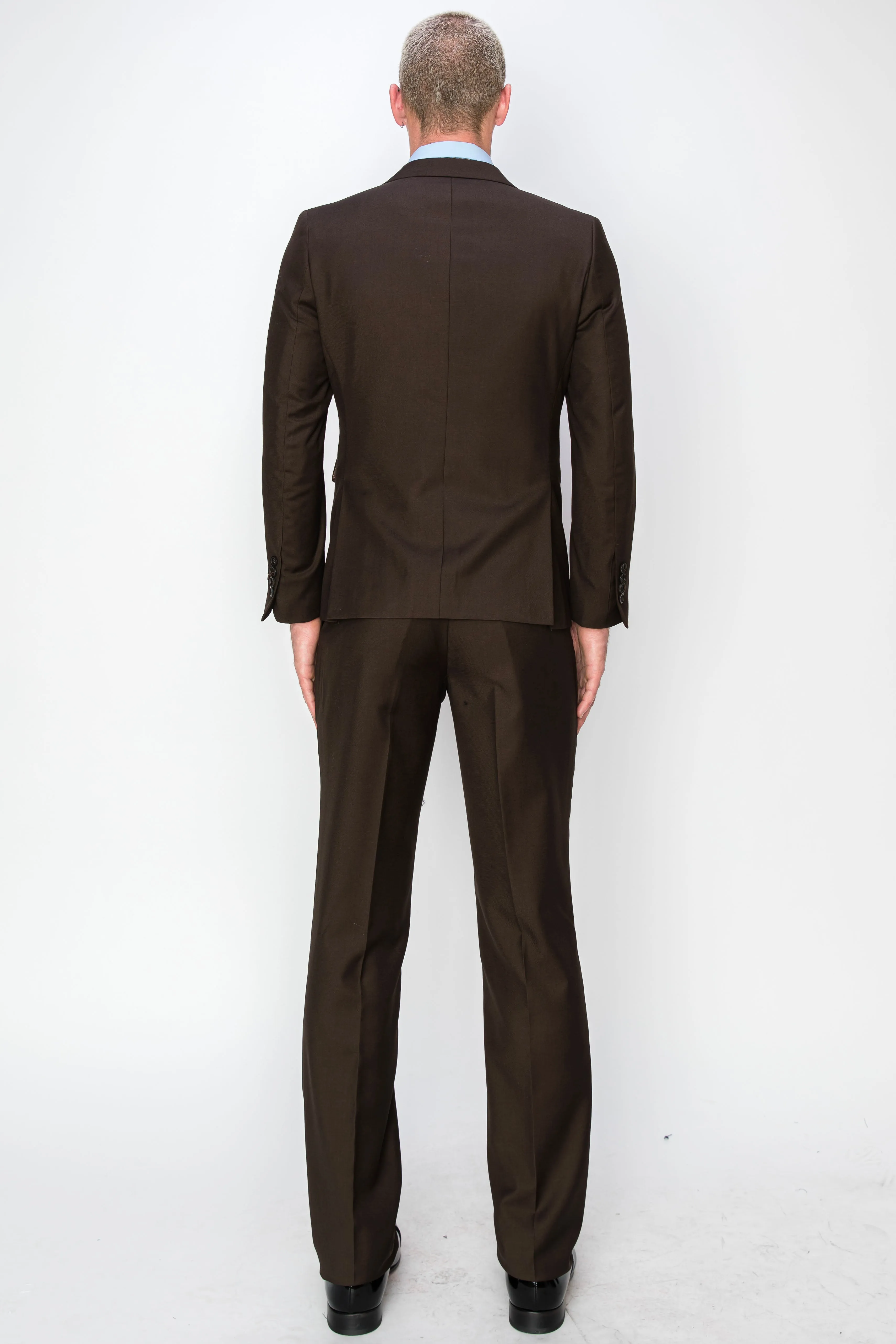 3 Piece Slim Fit Suit - Brown (874512S)