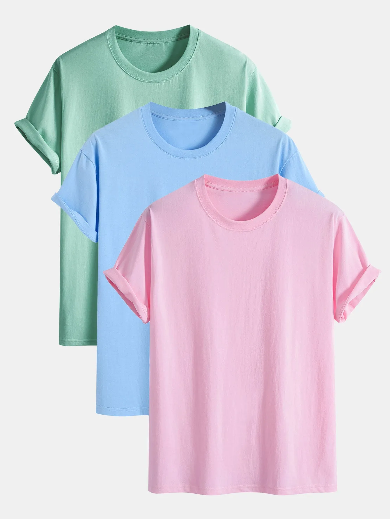 3 Pieces Basic Regular Fit Cotton T-Shirts