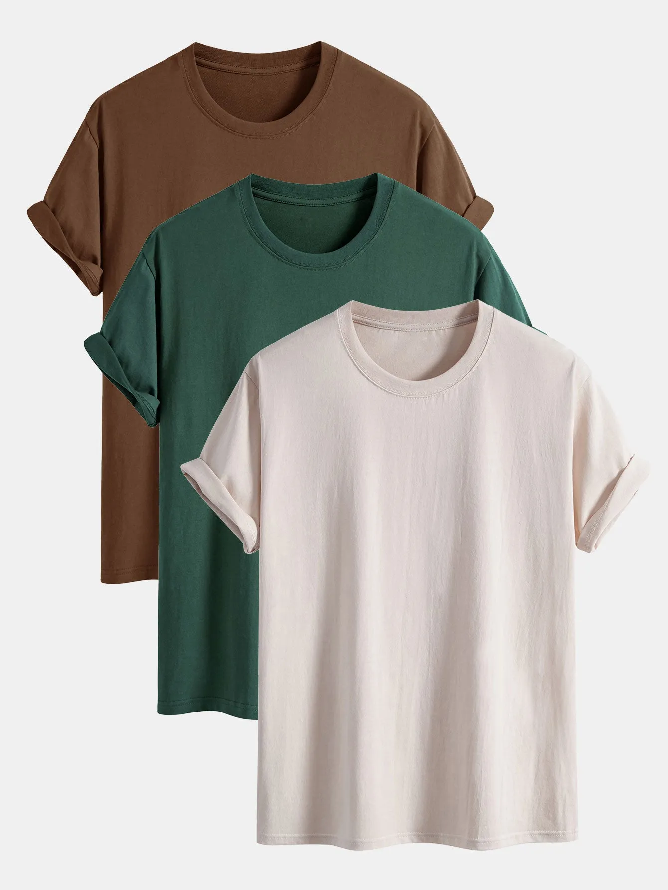 3 Pieces Basic Regular Fit Cotton T-Shirts