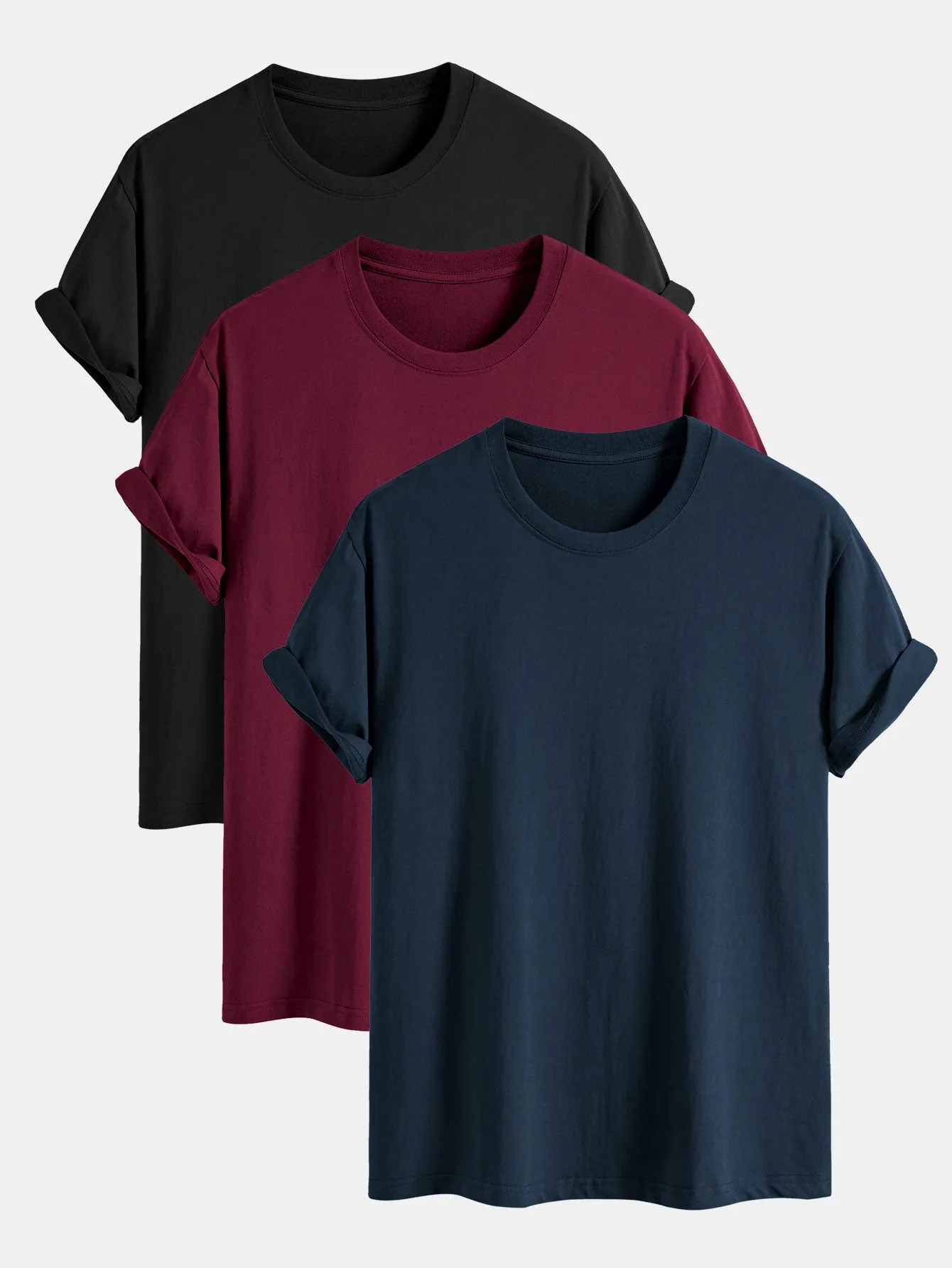 3 Pieces Basic Regular Fit Cotton T-Shirts