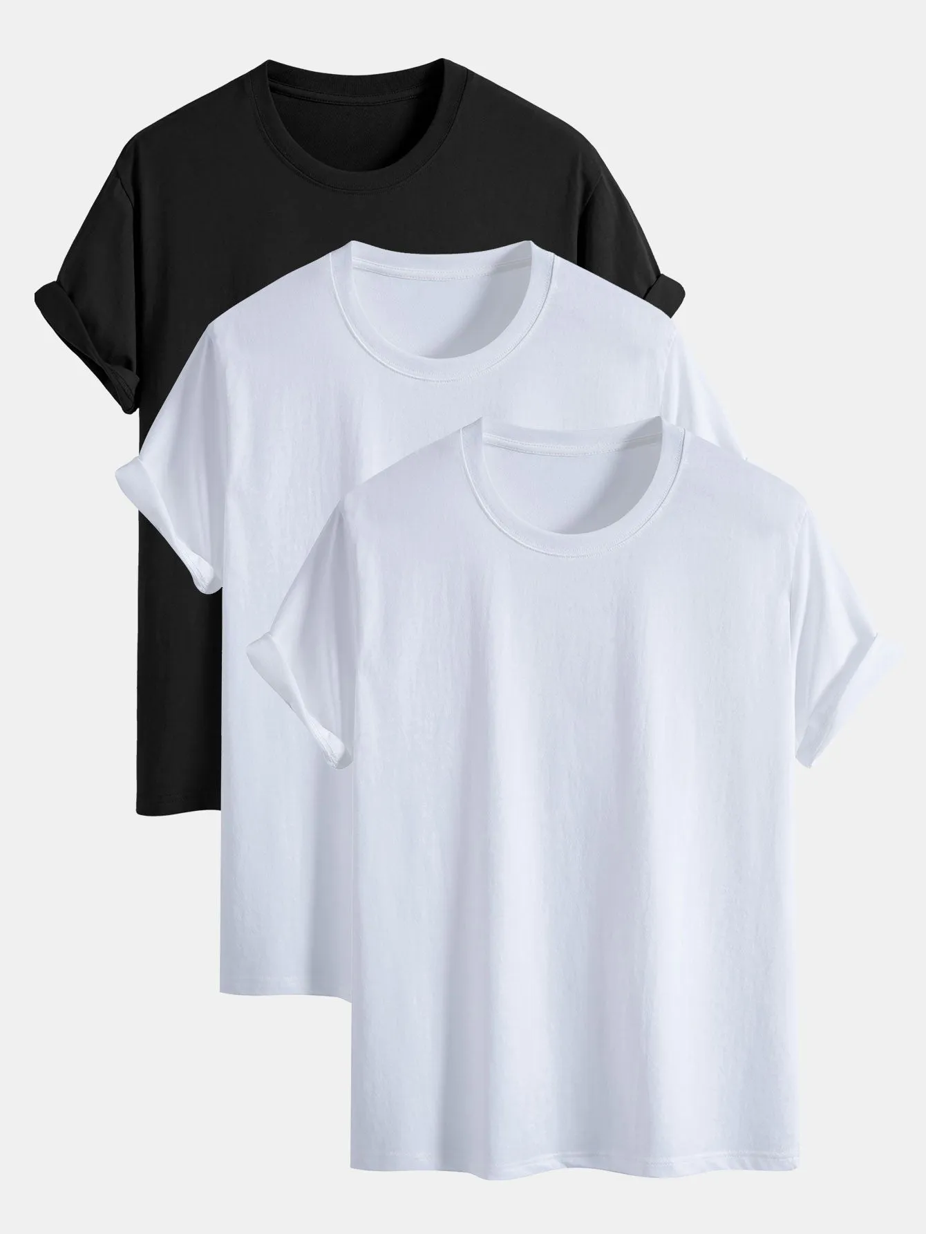 3 Pieces Basic Regular Fit Cotton T-Shirts